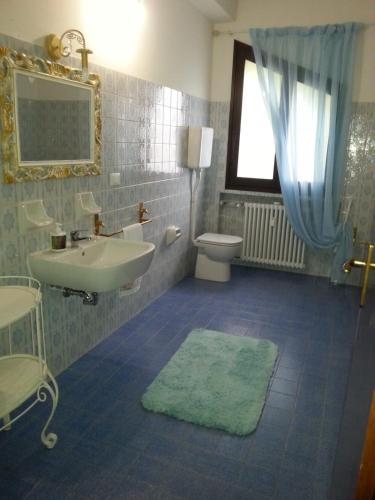 a bathroom with a sink and a toilet at Tenuta I Ginepri in Ozzano dell'Emilia