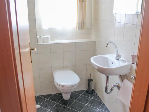 a bathroom with a toilet and a sink at Chalet Rotenstein in Berwang