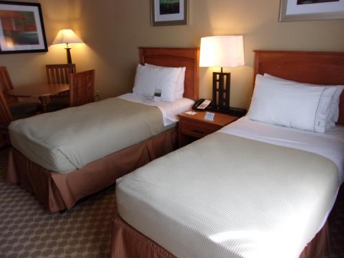 a hotel room with two beds and a telephone at Holiday Inn Express Hotel & Suites Chicago West Roselle by IHG in Roselle