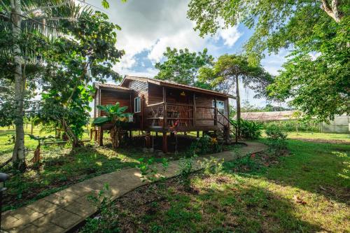 a house in the middle of a yard at KikiWitz Resort in Belmopan