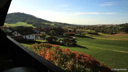 a view of a village from the balcony of a house at Appartement Hauzenberg-Panorama in Hauzenberg