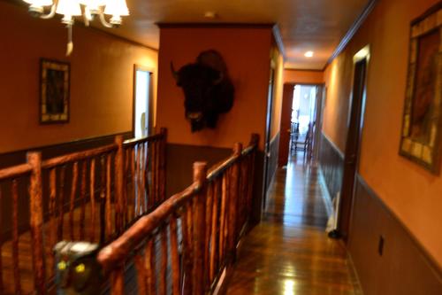 a hallway of a building with a hallway at Guerneville Lodge in Guerneville