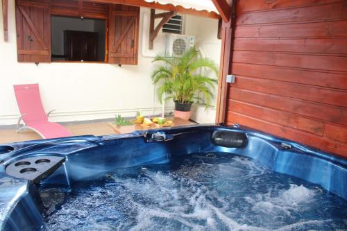 ポワント・ノワールにあるVilla Grenadineの家の中に大きなジャグジータブがあります。