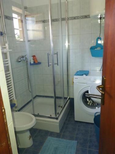 a bathroom with a shower and a toilet and a sink at Apt Ingrid in Pula