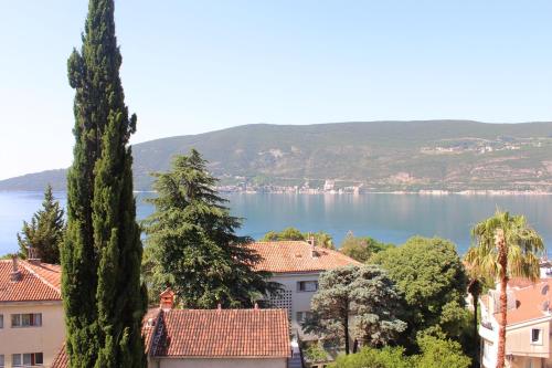 a view of a body of water with houses and trees at Guest House Tomanovic in Herceg-Novi