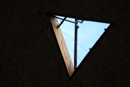 a skylight in a building with the sky at Casa domo San Fabián de Alico in San Fabián de Alico