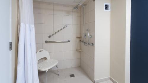 uma casa de banho com um chuveiro, um WC e um lavatório. em Holiday Inn Express Veracruz Boca del Rio, an IHG Hotel em Veracruz