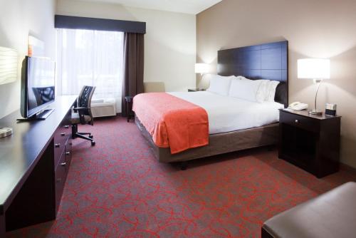 a hotel room with a bed and a desk at Holiday Inn Express & Suites Bloomington West by IHG in Bloomington