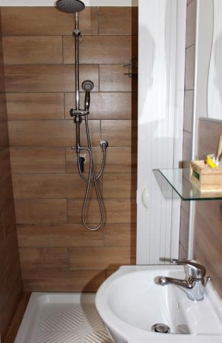 a shower in a bathroom with a sink at casadolcecasalatina in Latina