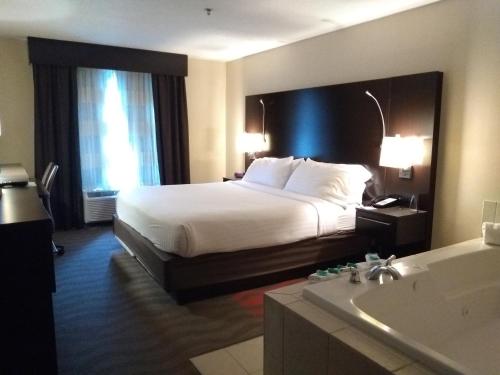 Tempat tidur dalam kamar di Holiday Inn Express Hotel & Suites Waterford, an IHG Hotel