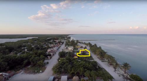 an aerial view of an island in the water at Xcalak Caribe Lodge in Xcalak