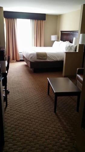 a hotel room with a bed and a window at Comfort Suites Mobile-South Alabama University Area in Mobile
