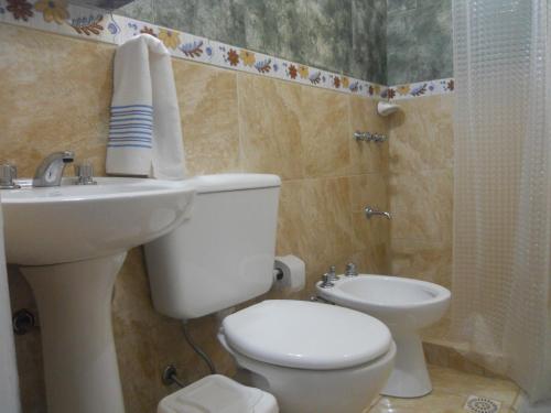 a bathroom with a toilet and a sink at Alojamiento Sol del Iguazú in Puerto Iguazú