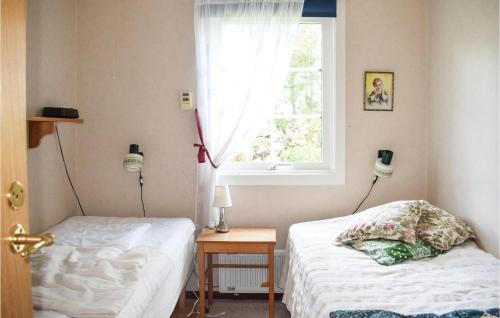 a bedroom with two beds and a window at 2 Bedroom Pet Friendly Home In Burseryd in Burseryd