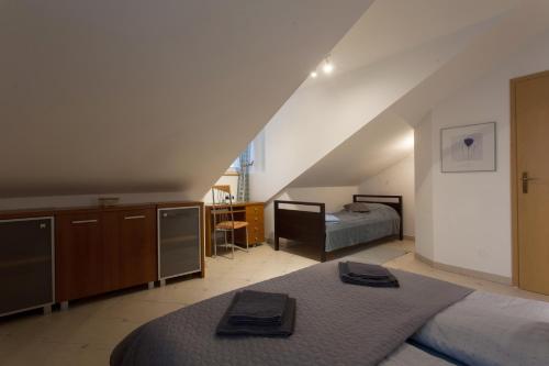 Säng eller sängar i ett rum på Apartmán Tatran Donovaly Deluxe