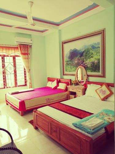 Katil atau katil-katil dalam bilik di Hotel Thien An