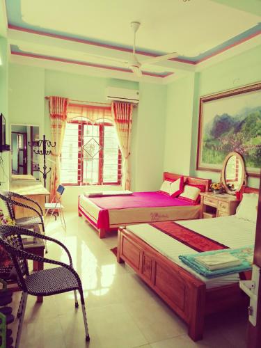 Katil atau katil-katil dalam bilik di Hotel Thien An