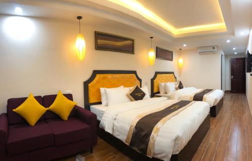 Кровать или кровати в номере Muong Hoa View Hotel