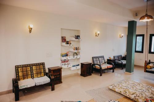 Zona de estar de Horn Ok Please Hostel Jaipur