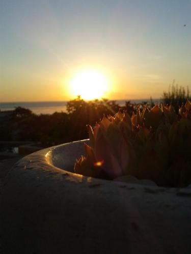 a view of the sunset from a ledge at Villa Sky Music in Obzor