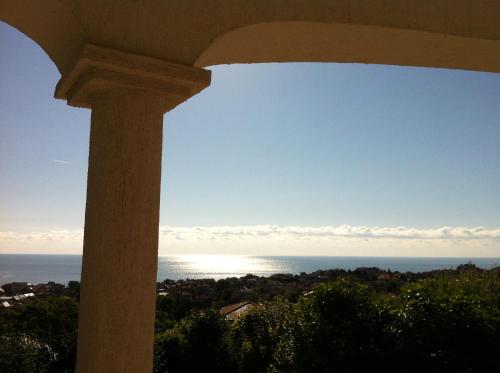 a view of the ocean from a pillar at Villa Sky Music in Obzor