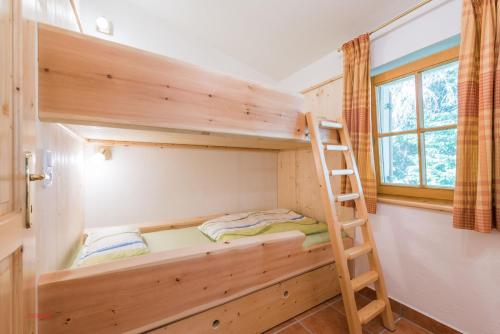 a bunk bed in a tiny house with a ladder at Almliesl STVE-510 in Sankt Veit im Pongau