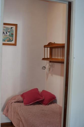 a bedroom with a bed with two red pillows at SL 1908 in Olivos