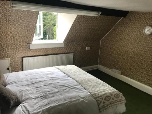 een slaapkamer met een groot bed en een raam bij 1Bedroom Accommodation in Wellesbourne Hastings