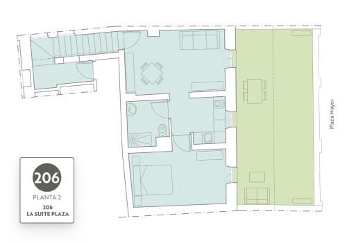 a floor plan of a house at Apartamentos Plaza Mayor 35 in Cáceres