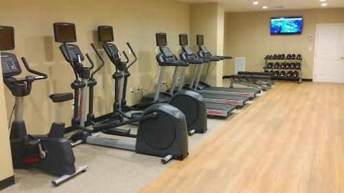 a gym with a row of treadmills and exercise bikes at Holiday Inn Miami West - Airport Area by IHG in Hialeah Gardens