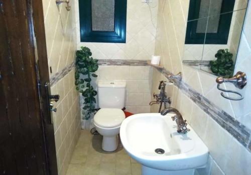 La salle de bains est pourvue de toilettes et d'un lavabo. dans l'établissement Luxury Chalet - La Hacienda, à Ras Sudr