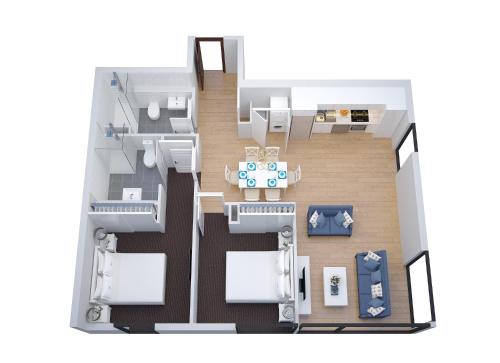 a rendering of a floor plan of a apartment at The Hamptons Apartments - St Kilda in Melbourne