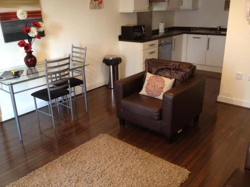 A seating area at York Apartments 