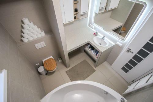 Koupelna v ubytování Apartman Klaudius