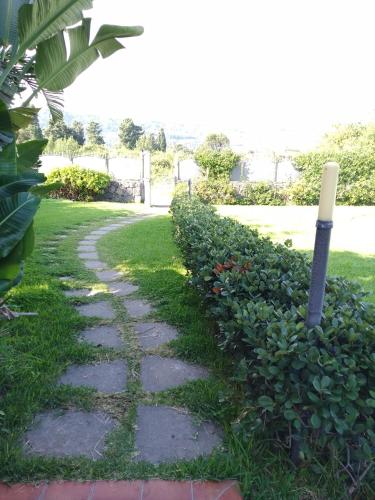 a path in the grass next to a hedge at Case Vacanze Residence Trinacria in Acireale