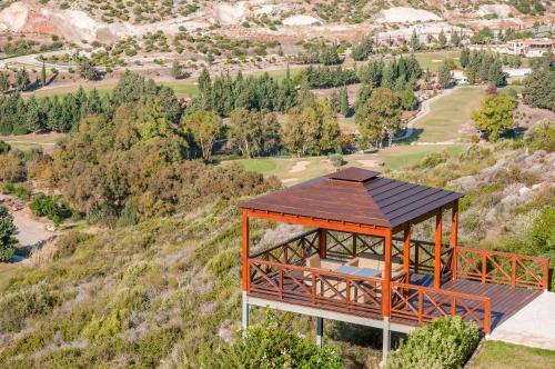 an aerial view of a gazebo on a hill at Villa HERMIONA in Kouklia