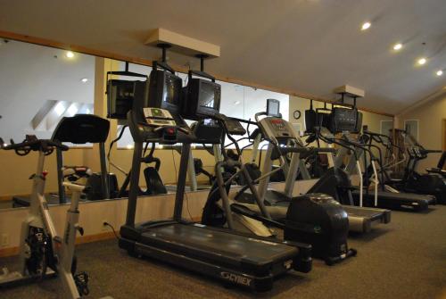 a gym with a bunch of exercise bikes at Double Eagle Resort and Spa in June Lake