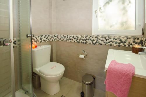 a bathroom with a toilet and a sink at Papafragas Studios in Pachaina