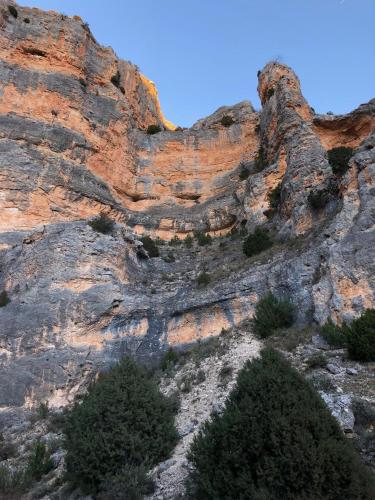 a view of a rocky mountain with trees on it at Hotel Balneario de La Virgen in Jaraba