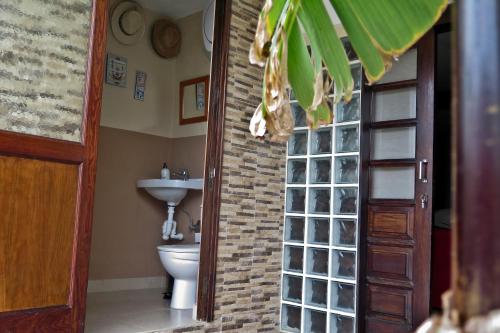 a bathroom with a toilet and a sink at Lagaete Duplex in Agaete