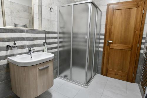 Koupelna v ubytování Pivovar Prachatice