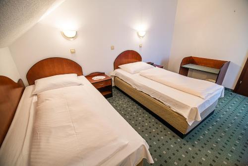 a room with two beds in a hospital at Guesthouse Leski Dvor in Lesce