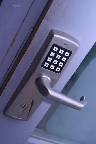 a close up of a door with a cell phone at Hostel Samobor in Samobor