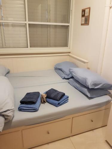 Un pat sau paturi într-o cameră la Blau Guesthouse