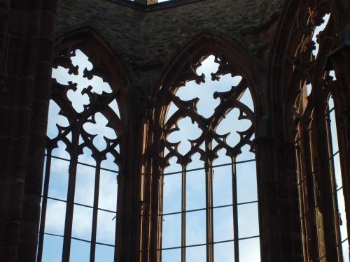 an ornate window in a church with a view of the sky at Schau-Rhein#2 - on Top of Bacharach, Rhineview in Bacharach