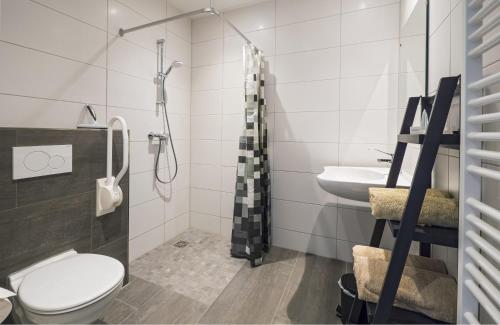 een badkamer met een toilet en een wastafel bij Veul oe thuus Hoeve Kroep an in Vorden
