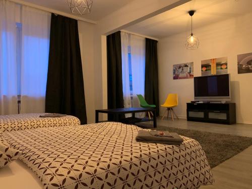Katil atau katil-katil dalam bilik di Ruhrpott Apartment Zentral