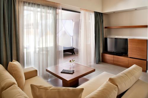 TV a/nebo společenská místnost v ubytování Apollonion Asterias Resort and Spa