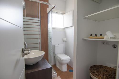 a bathroom with a toilet and a sink at HomeForGuest Apto 20 PASOS DEL MAR, EL PORIS CON VISTA MAR in Arico el Nuevo