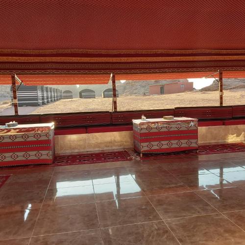 a room with a view of a train station at Wadi Rum Desert Adventures in Wadi Rum
